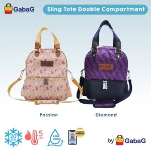 JualGabaG Tas Asi – Cooler Bag – Sling Tote Double Compartment Diamond / Passion