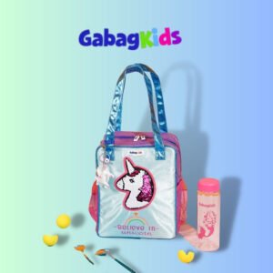 JualGabag Kids Tote Lunch Bag – Tas Bekal anak- Believe In Unicorn – Biru