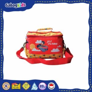 JualGABAG Kids Single ( Medium) Lunch Bag – Tas Selempang Anak- Jet Plane- Merah